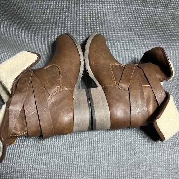 Maurices Helen Foldover Boots Womens Size 9M Brown Faux Leather Stacked Heel - Picture 7 of 12
